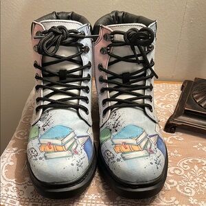 Black and Blue Combat Moto Boots book theme